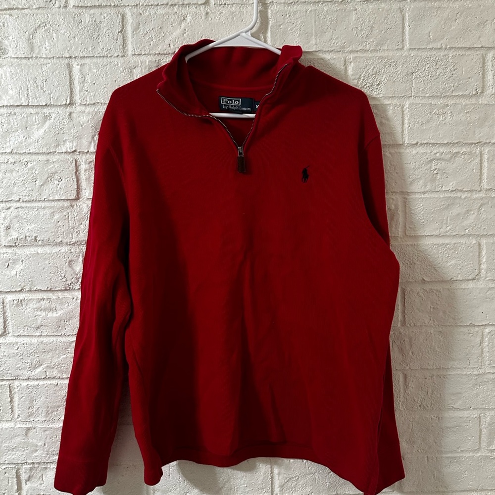 Ralph Lauren Men's Red Zip-Up Sweater